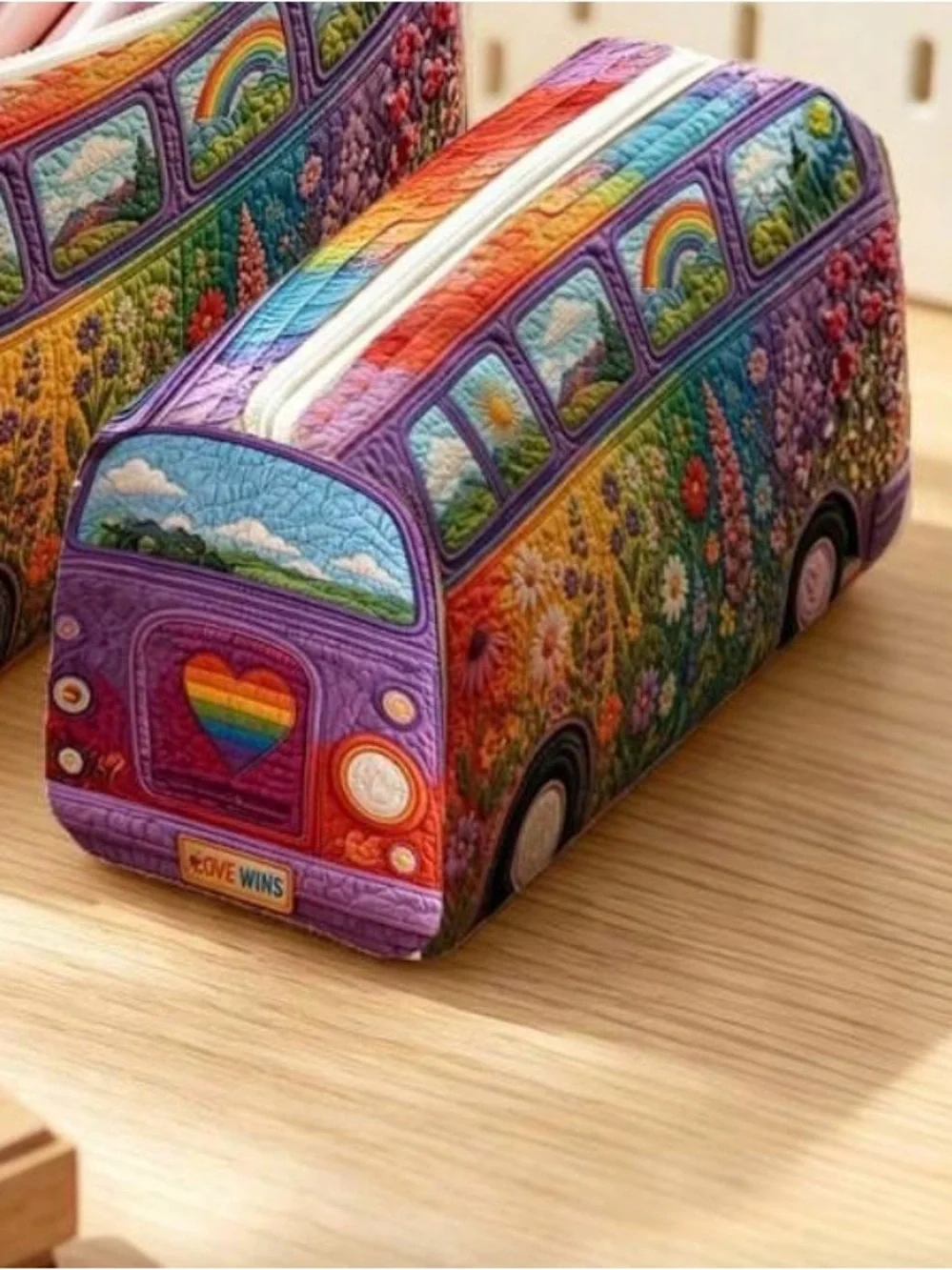 Rainbow Floral Camper Cosmetic Bag - Purple Multicolor